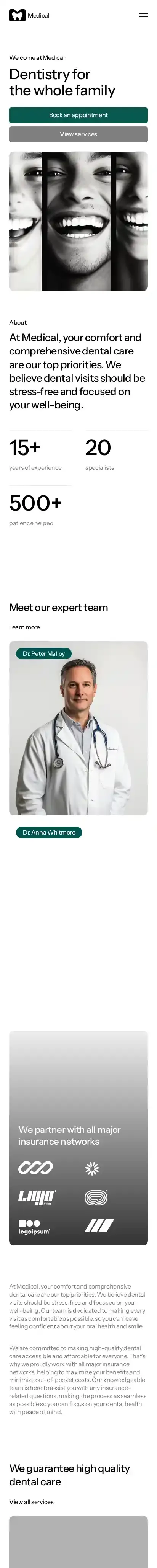 Medical home page on mobile