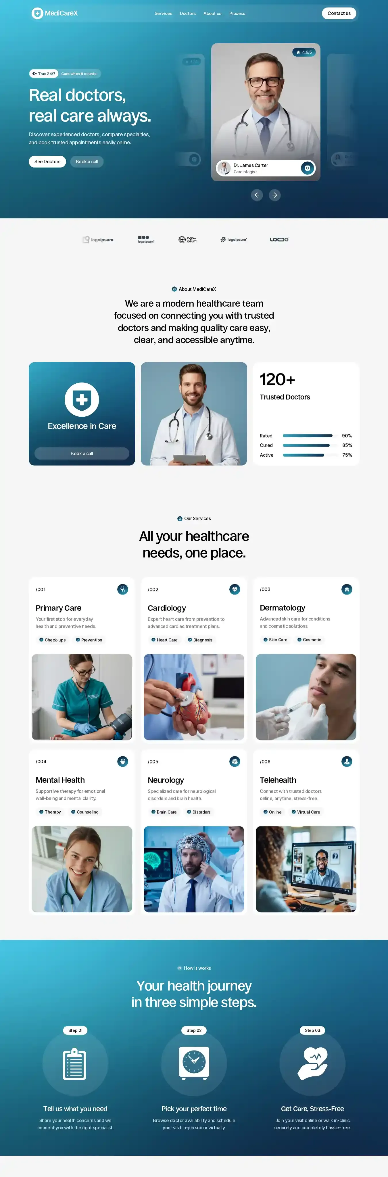Medicarex home page on desktop
