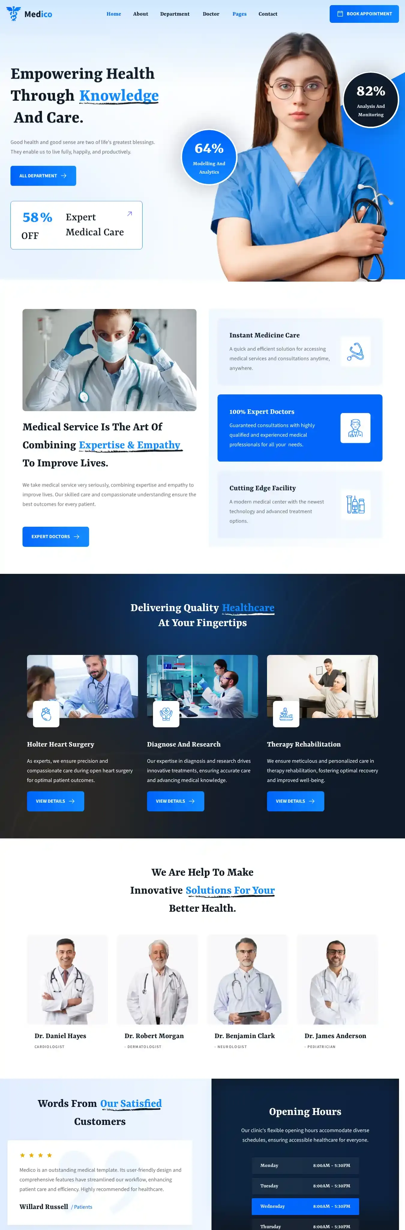 Medico home page on desktop