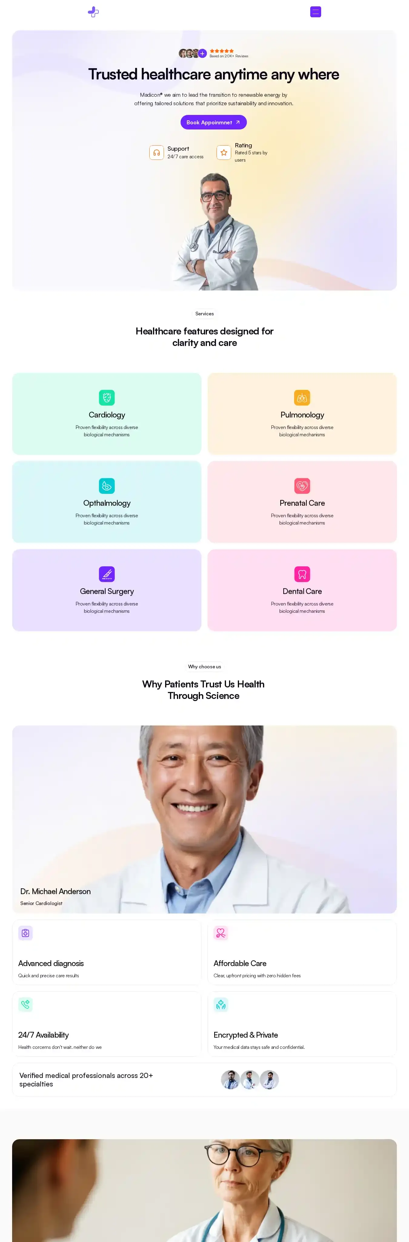 Medicon home page on desktop