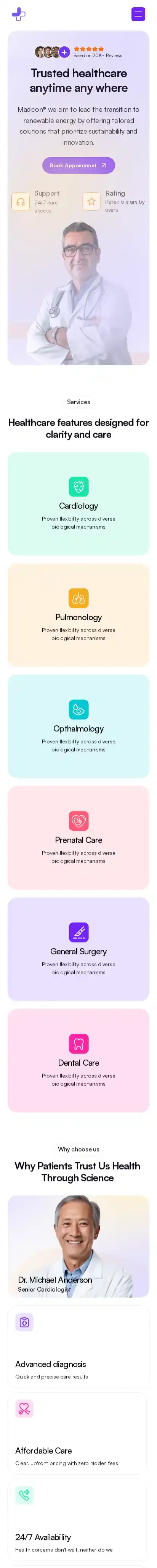 Medicon home page on mobile