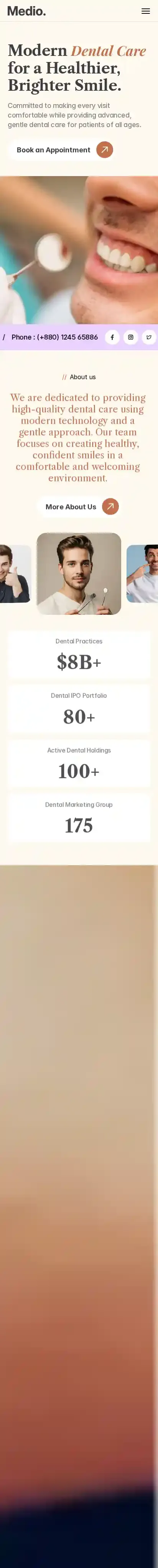 Medio Healthcare home page on mobile