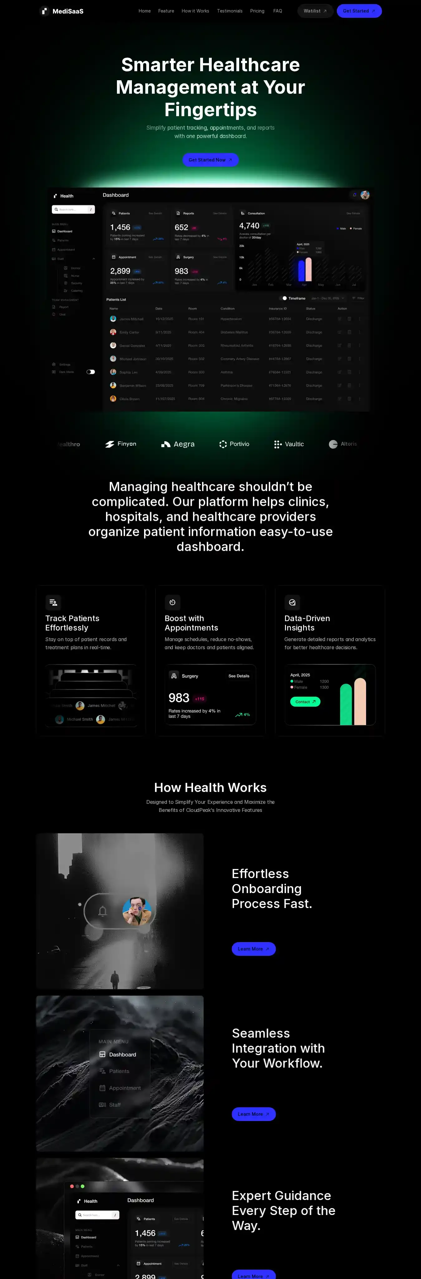 MediSass home page on desktop