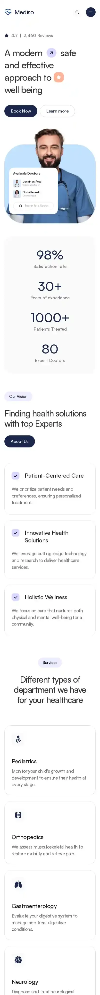 Mediso home page on mobile