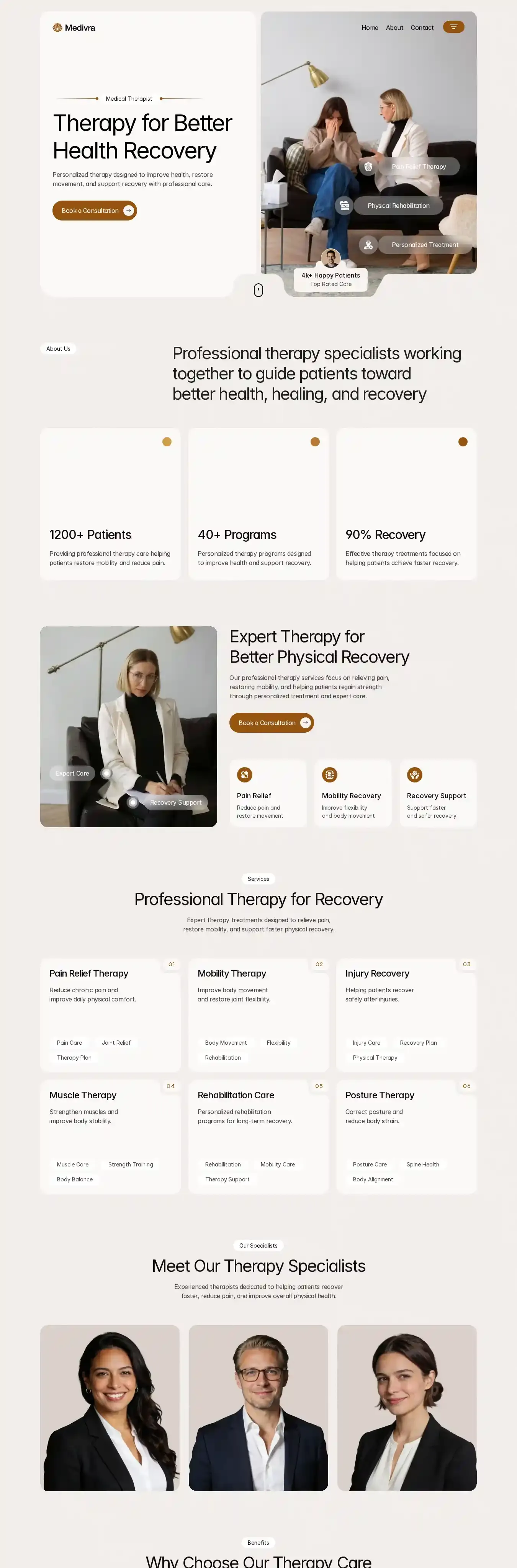 Medivra home page on desktop