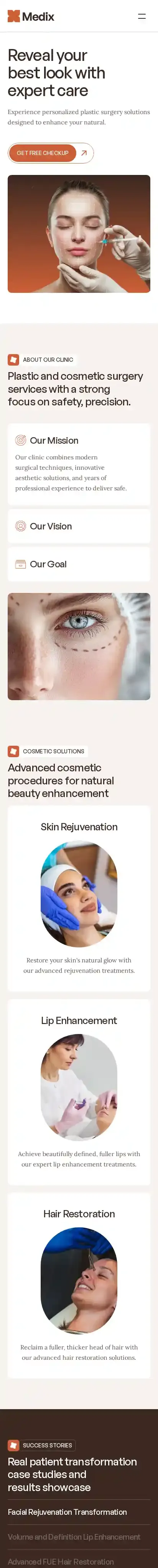 Medix home page on mobile