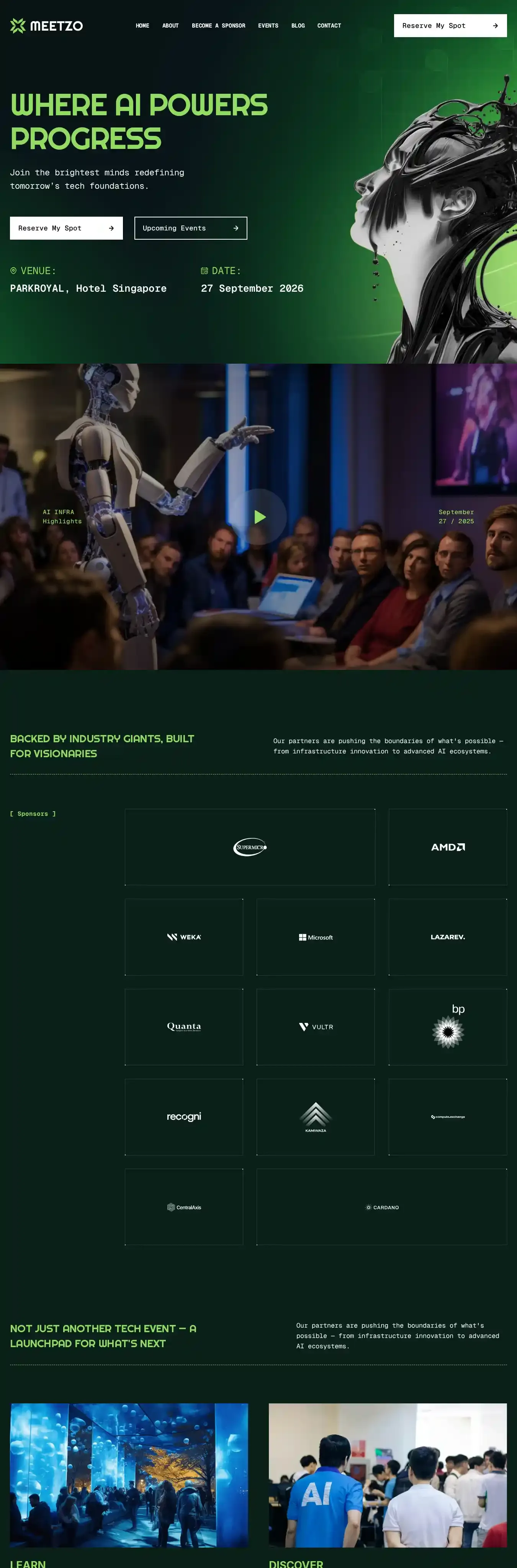 Meetzo home page on desktop