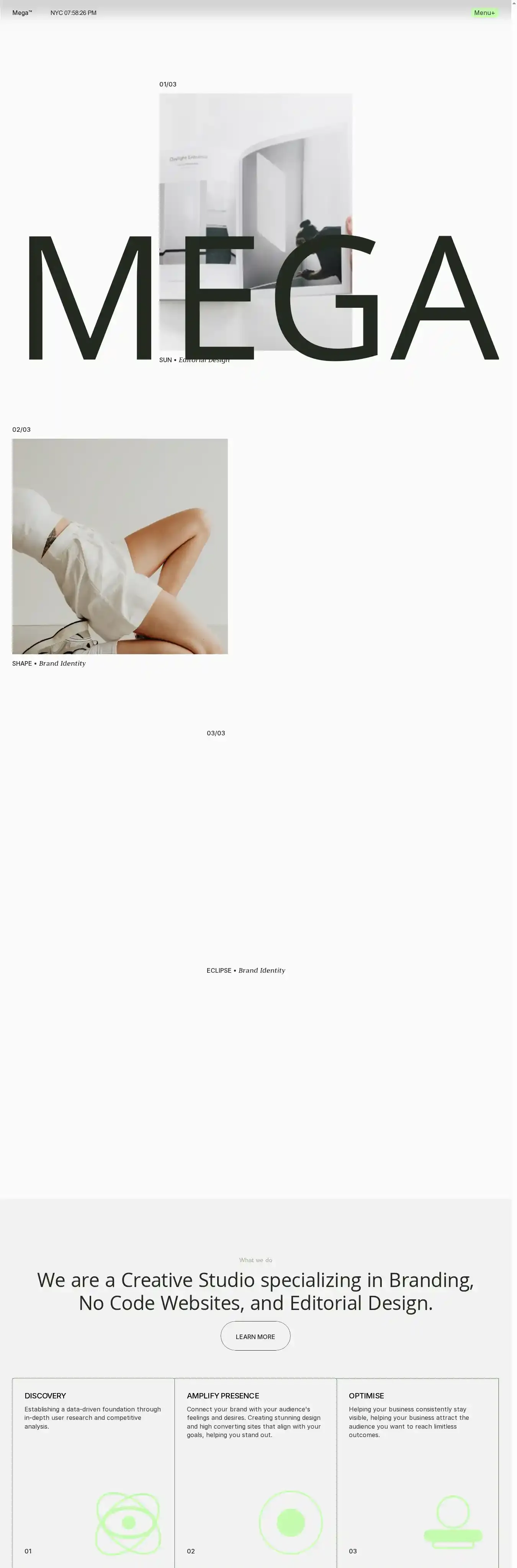 Mega home page on desktop