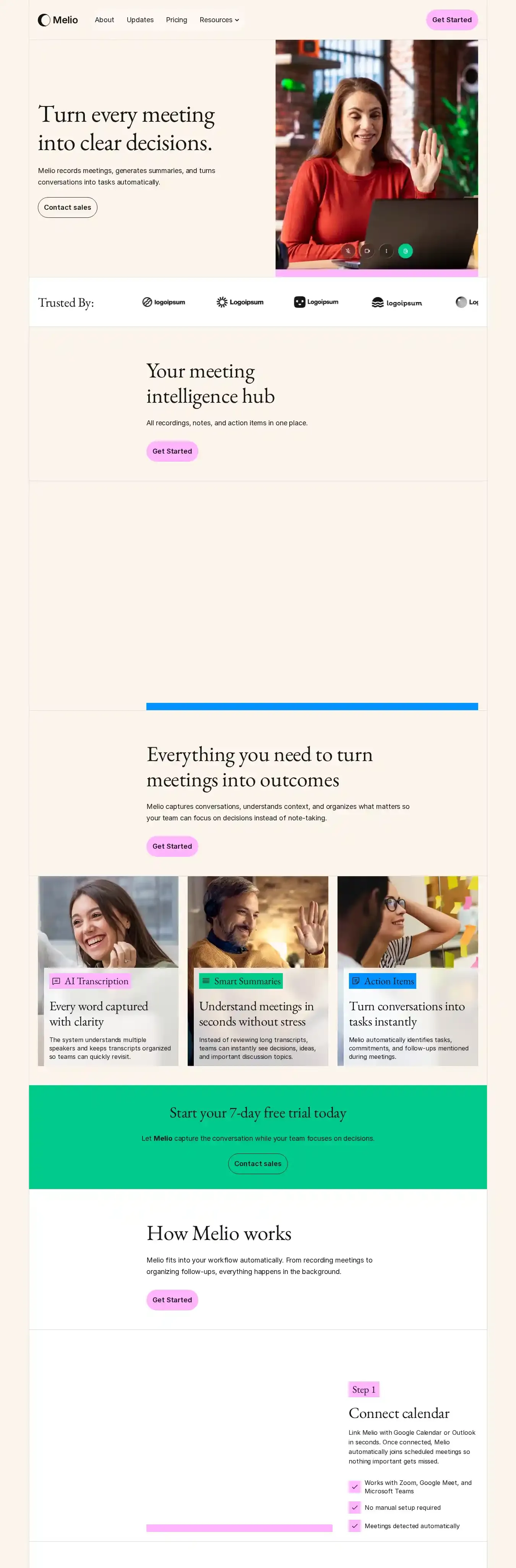 Melio home page on desktop