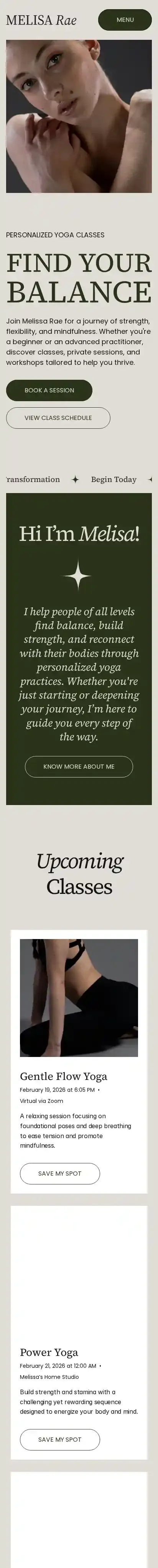 Melisa home page on mobile