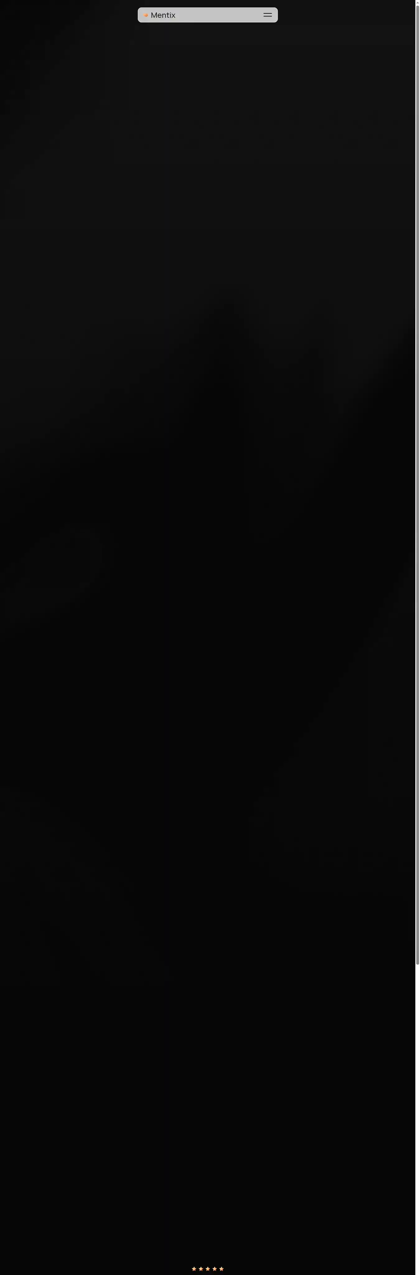 Mentix home page on desktop