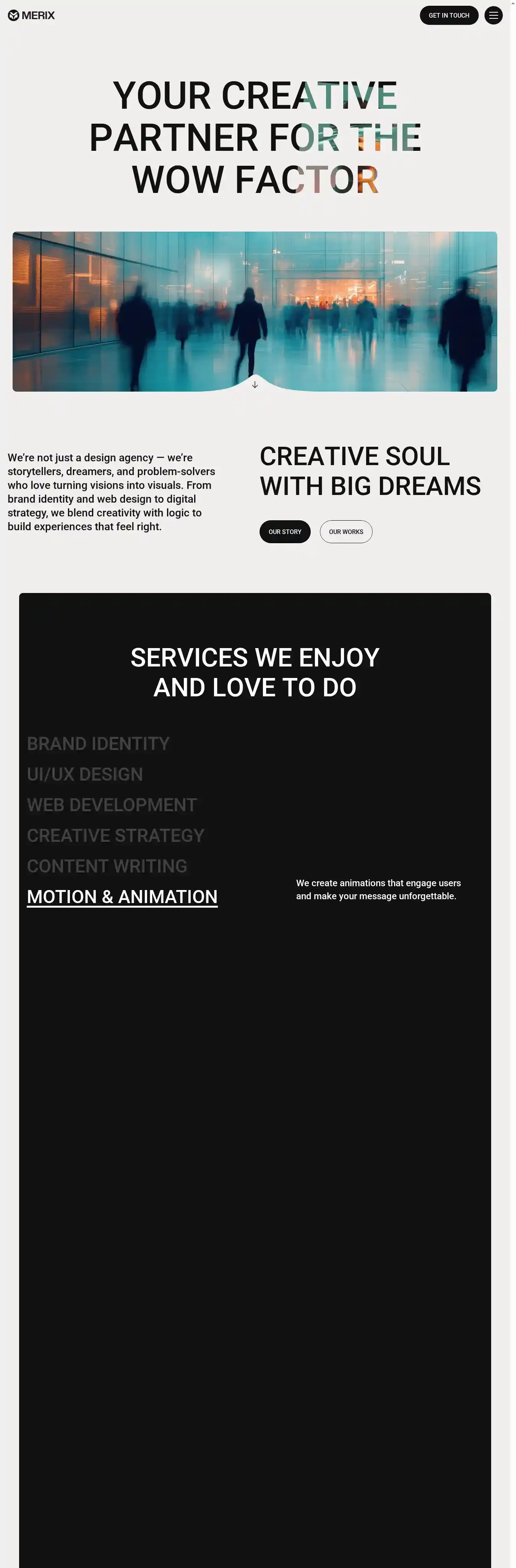 Merix home page on desktop