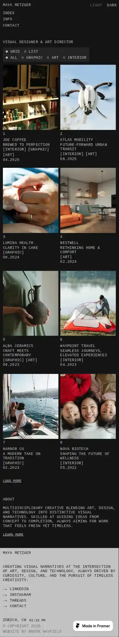 Metzger home page on mobile