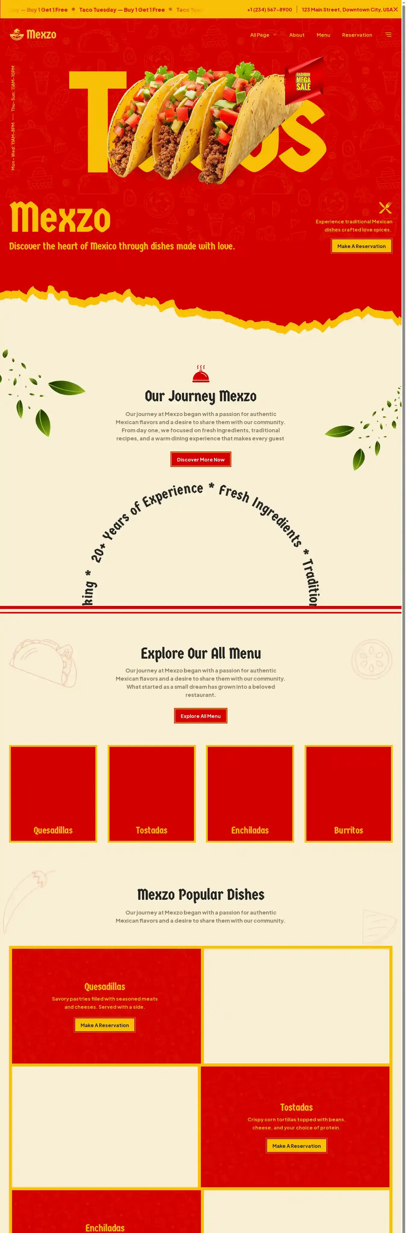Mexzo home page on desktop
