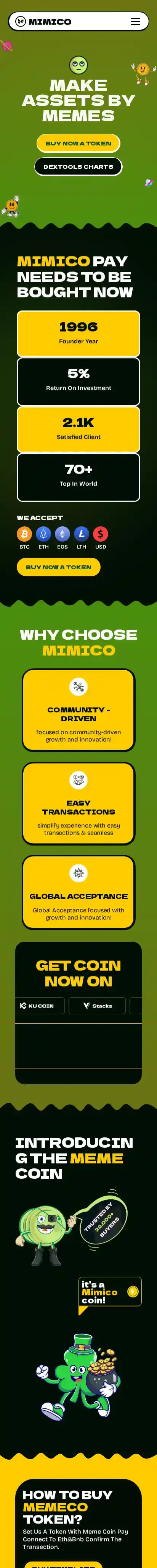 Mimicon home page on mobile