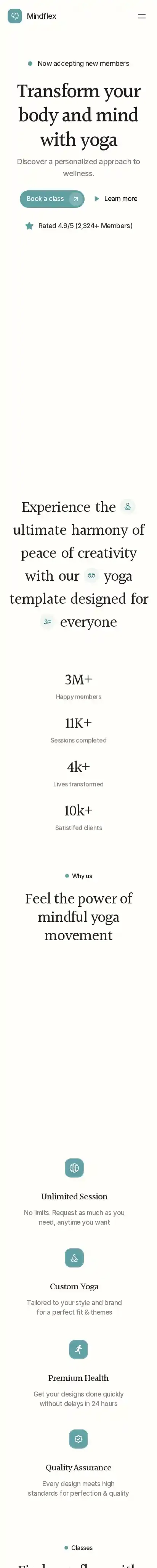 Mindflex home page on mobile