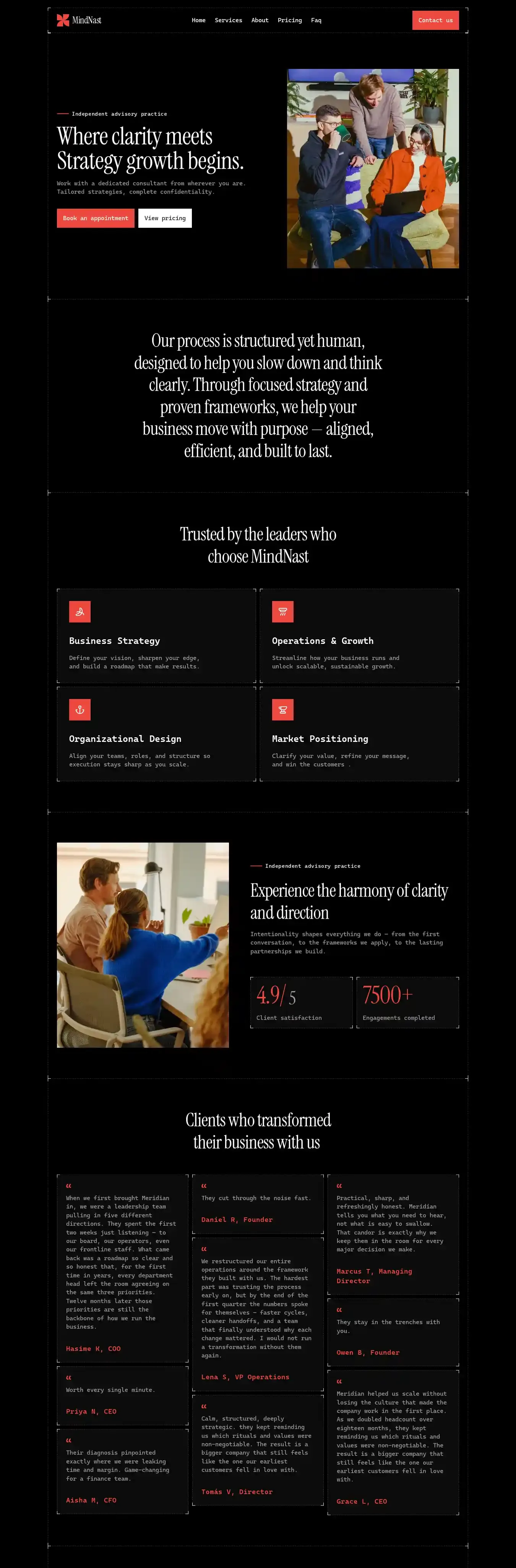 MindNast home page on desktop