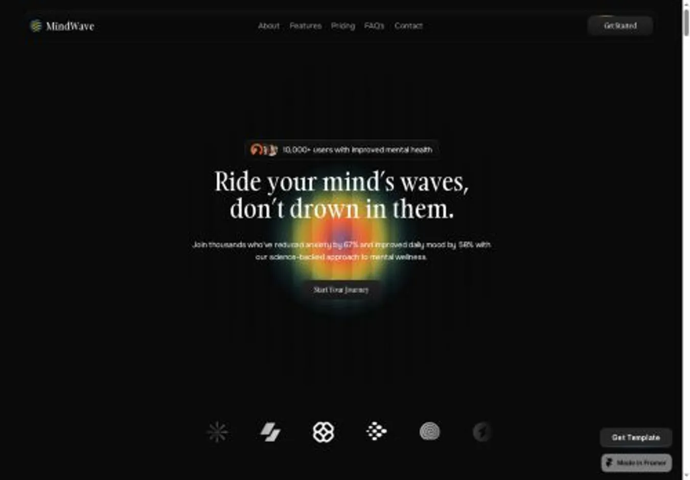 MindWave home page on desktop