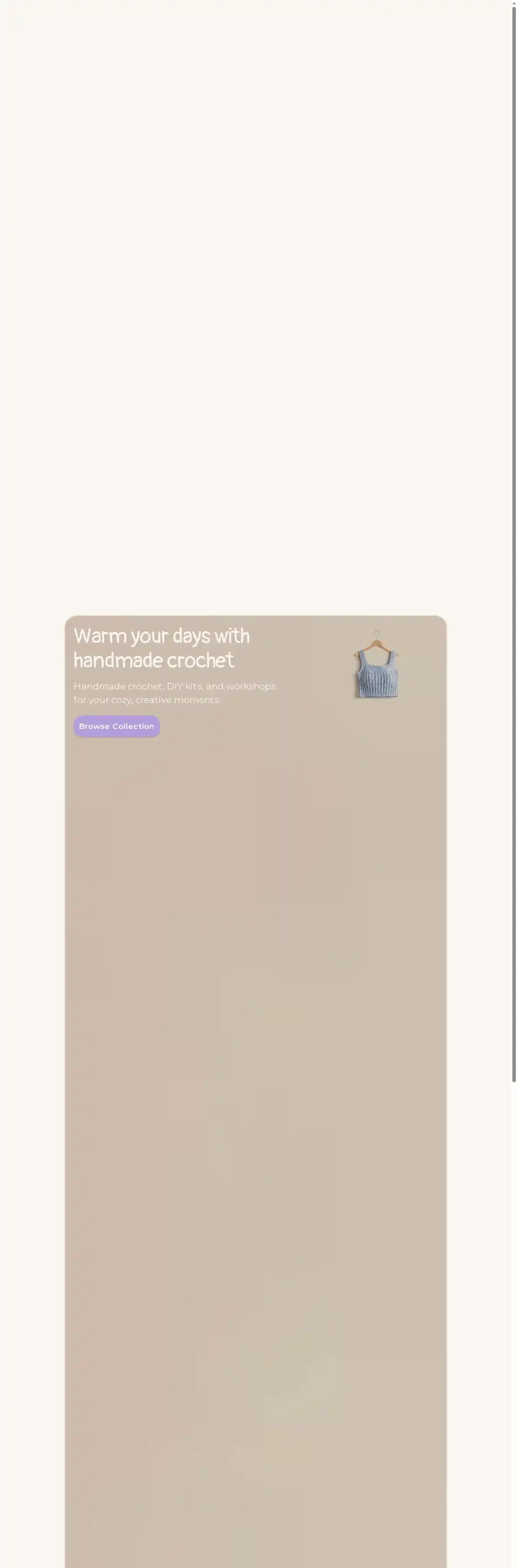 Mini Crochet home page on desktop