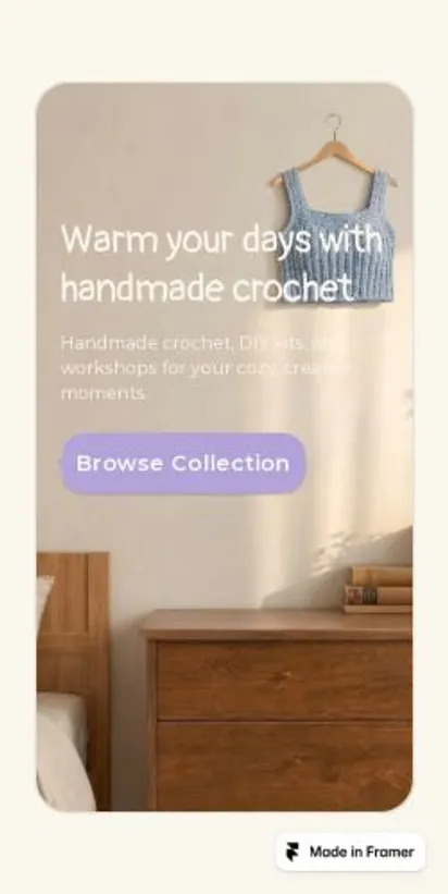 Mini Crochet home page on mobile