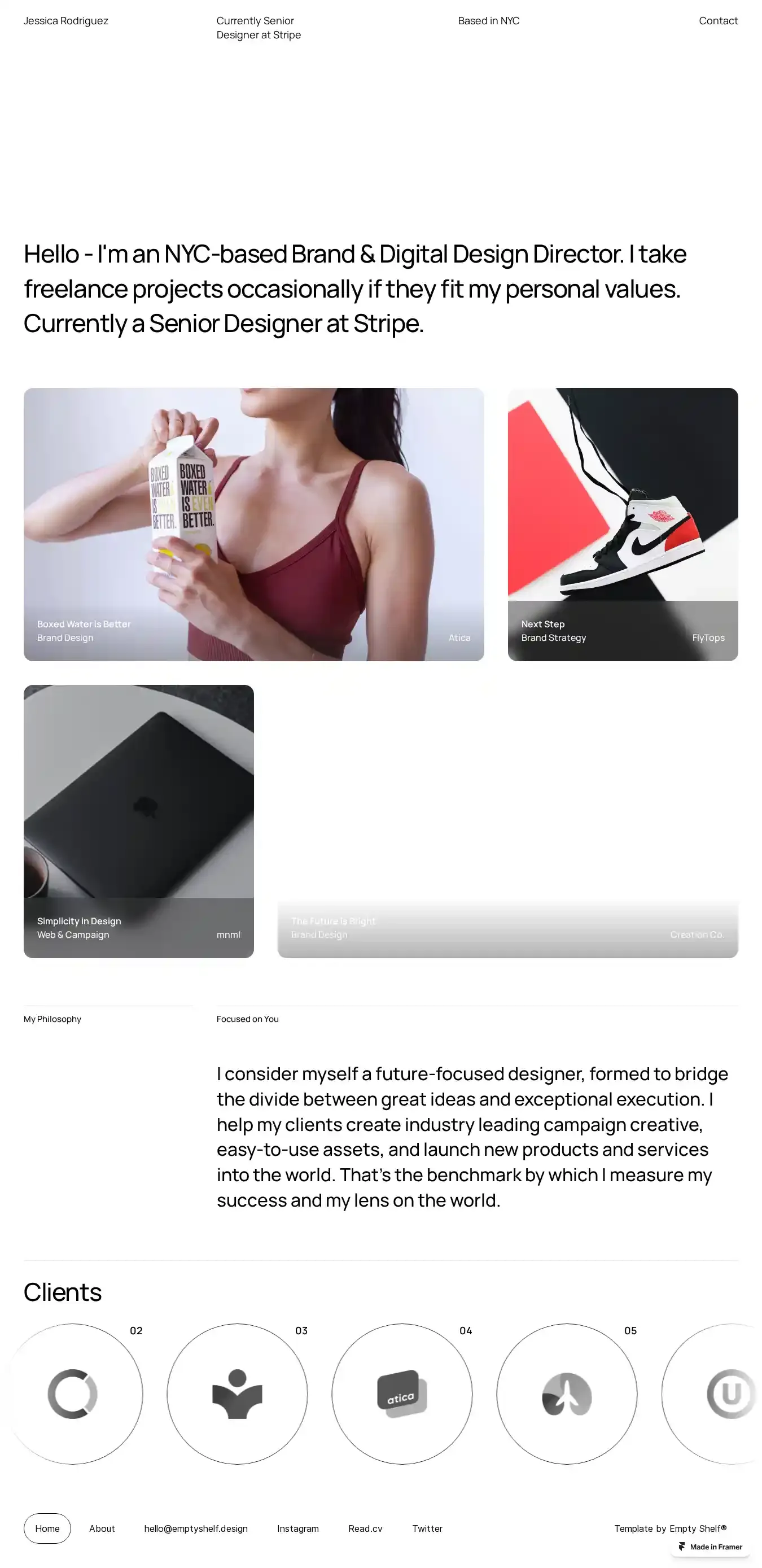 Minima home page on desktop