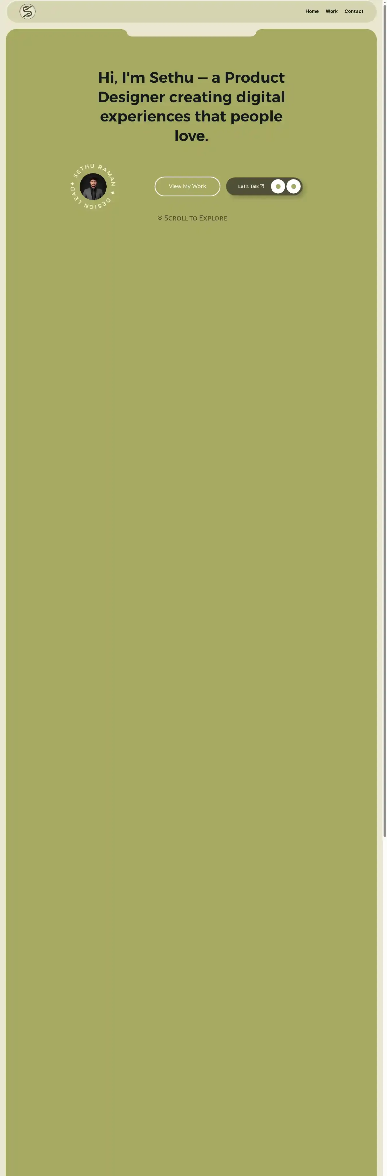 minimalist Porfolio home page on desktop
