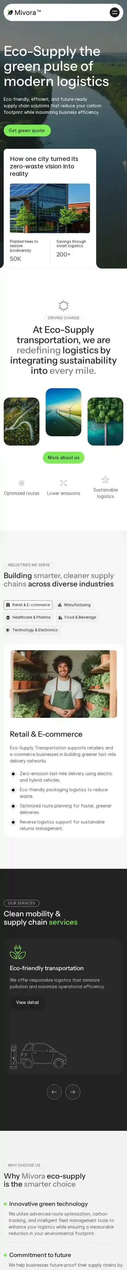 Mivora home page on mobile