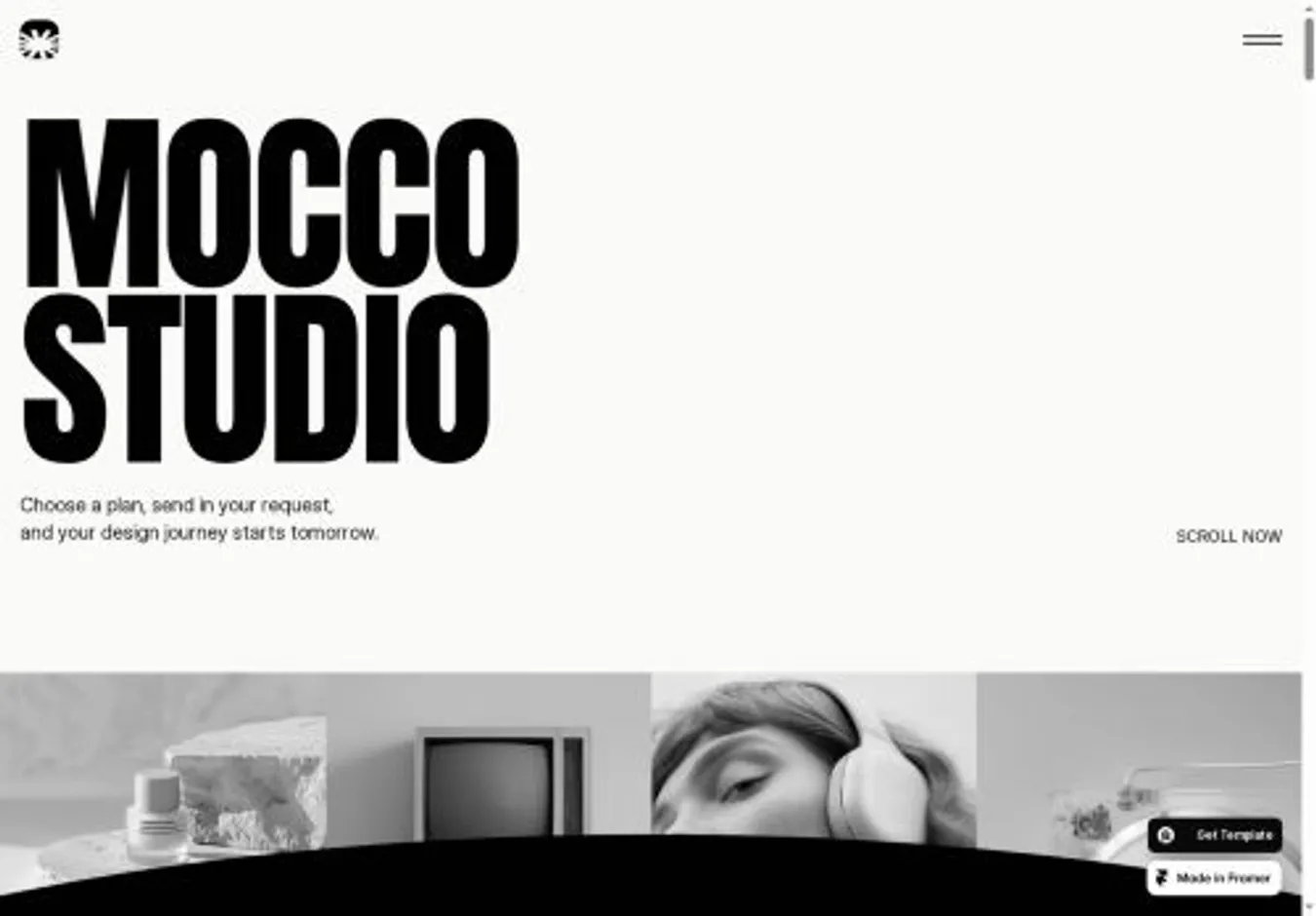Mocco Studio home page on desktop