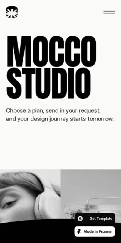 Mocco Studio home page on mobile
