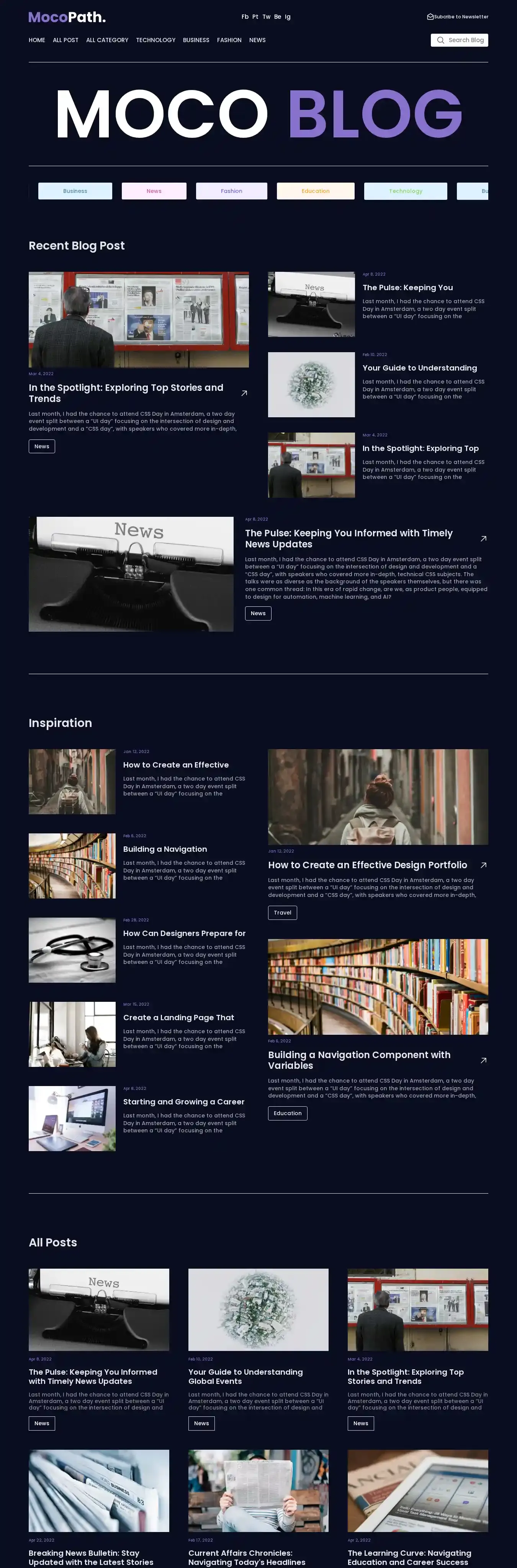 Mocopath home page on desktop