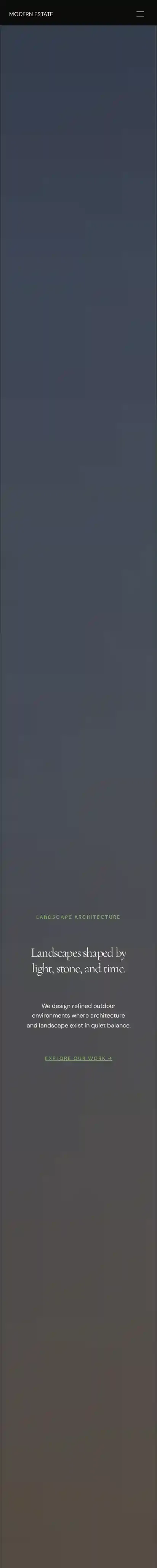 Mod. Estate home page on mobile