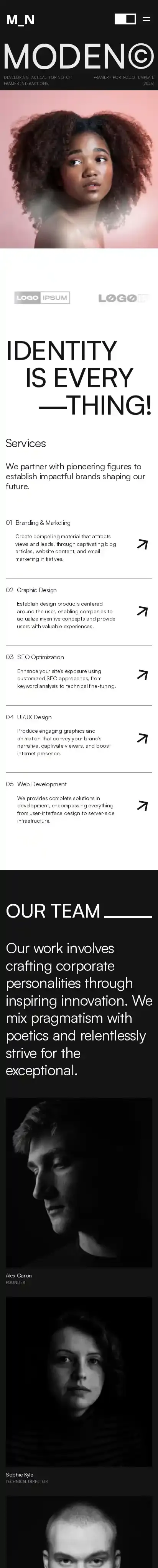 Moden home page on mobile