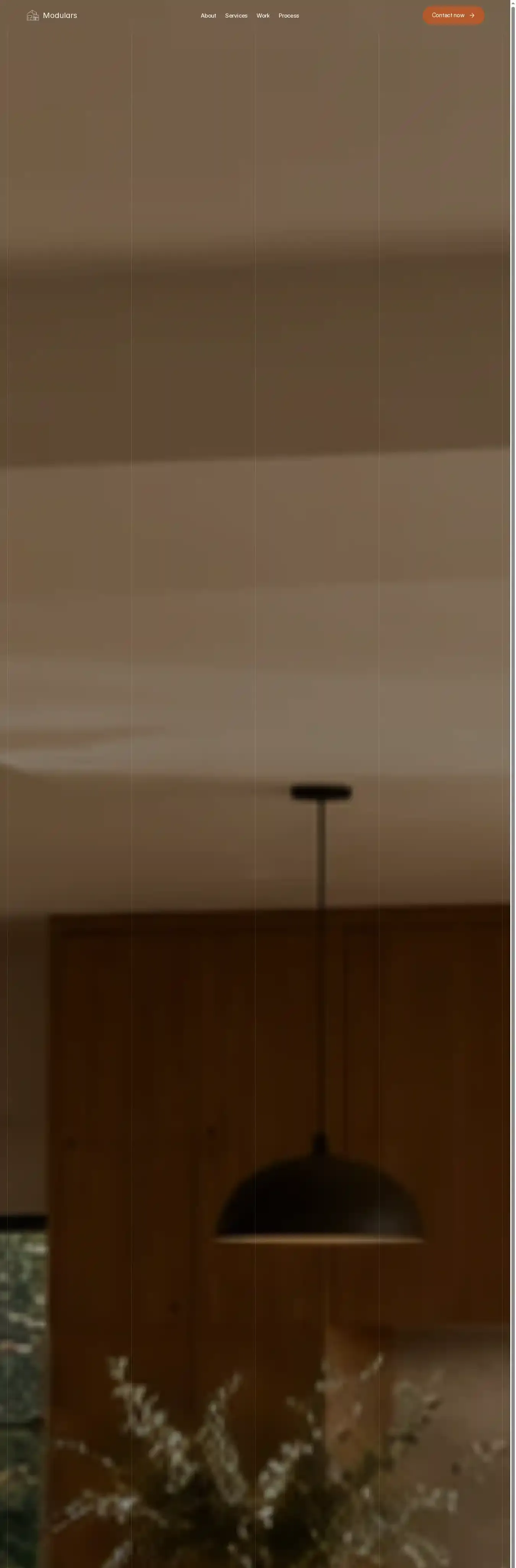 Modulars home page on desktop