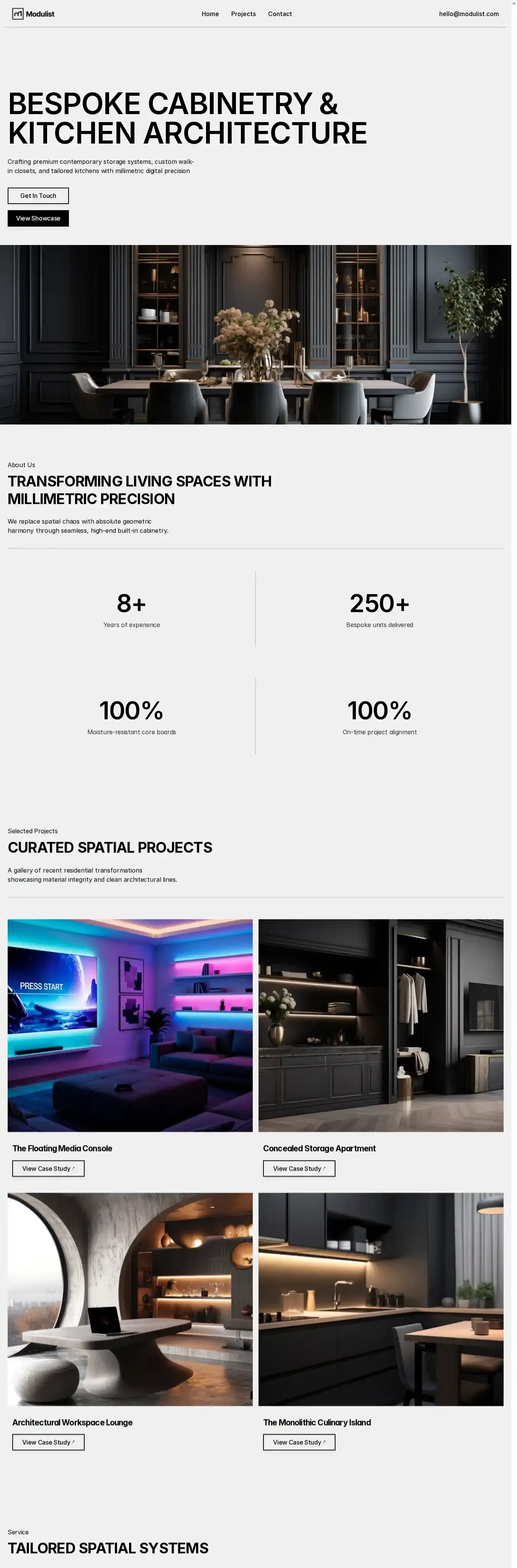 Modulist 1.0 home page on desktop