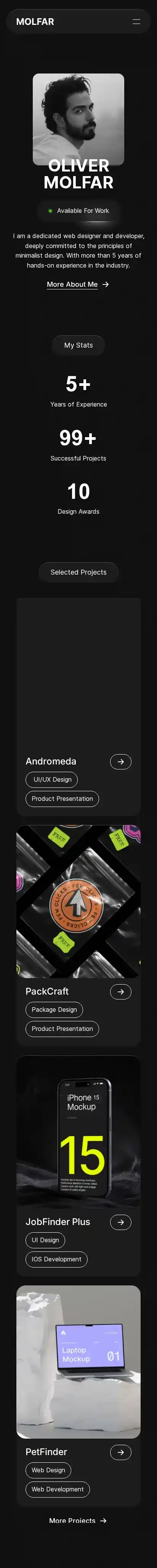 MOLFAR home page on mobile