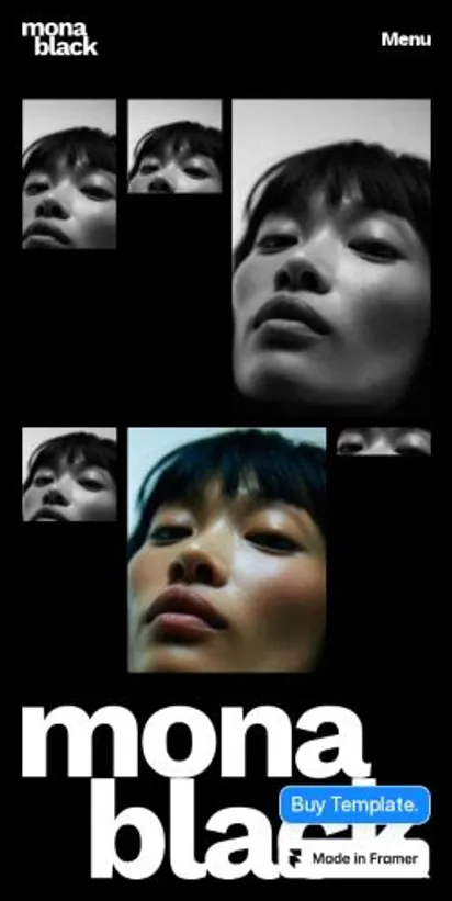Mona Black home page on mobile