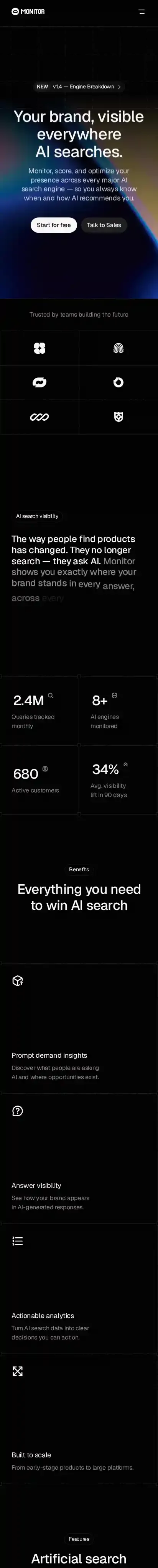 Monitor home page on mobile