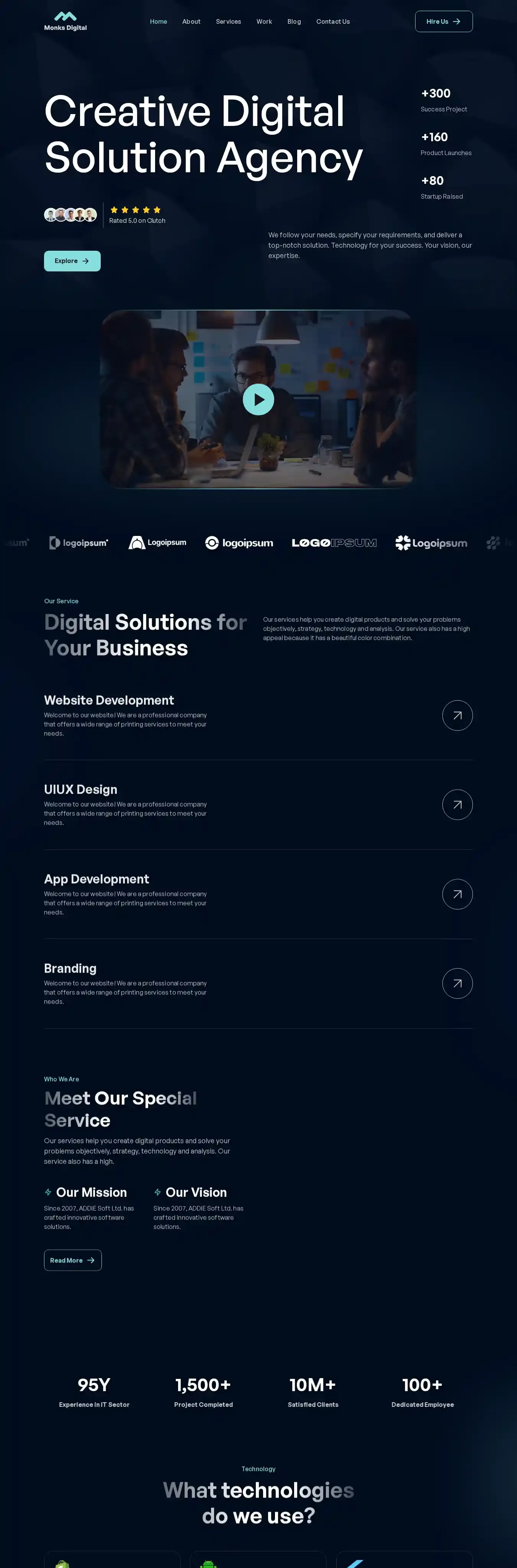 MonksDigital home page on desktop