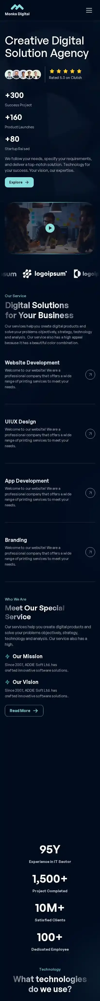 MonksDigital home page on mobile