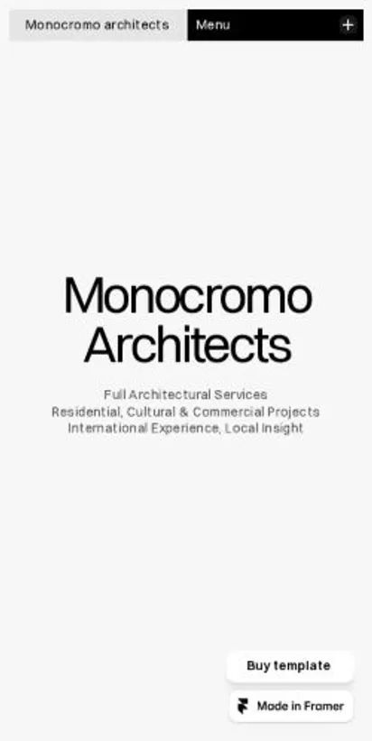 Monocromo home page on mobile