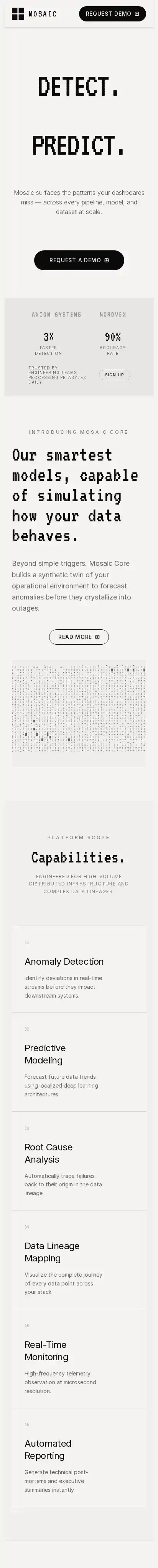 Monodat home page on mobile