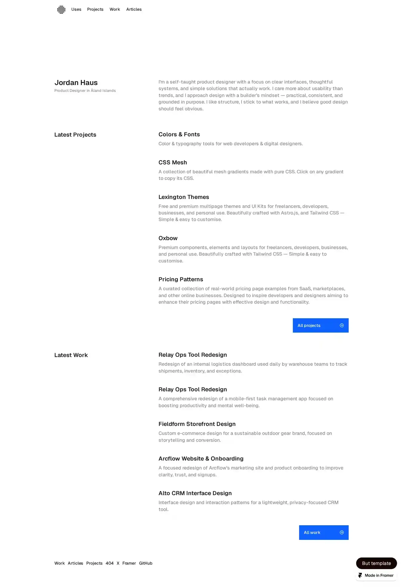 Monohaus home page on desktop