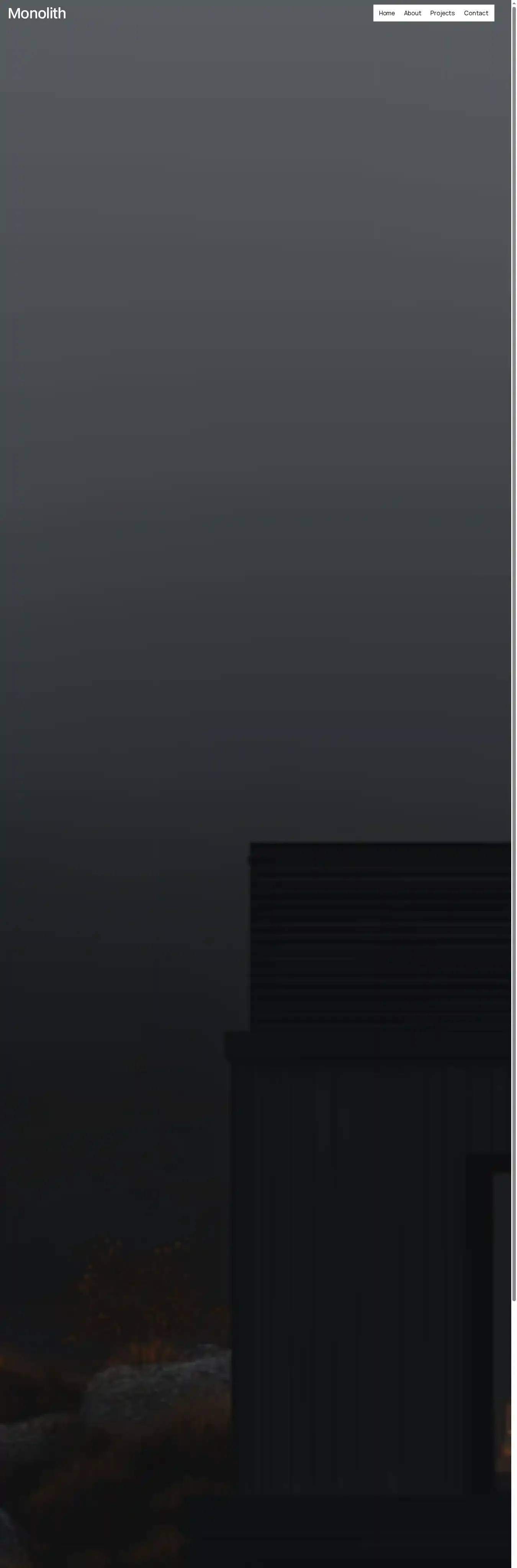 Monolith Arch home page on desktop