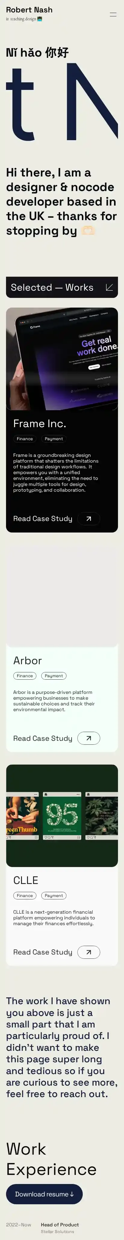 Monso home page on mobile