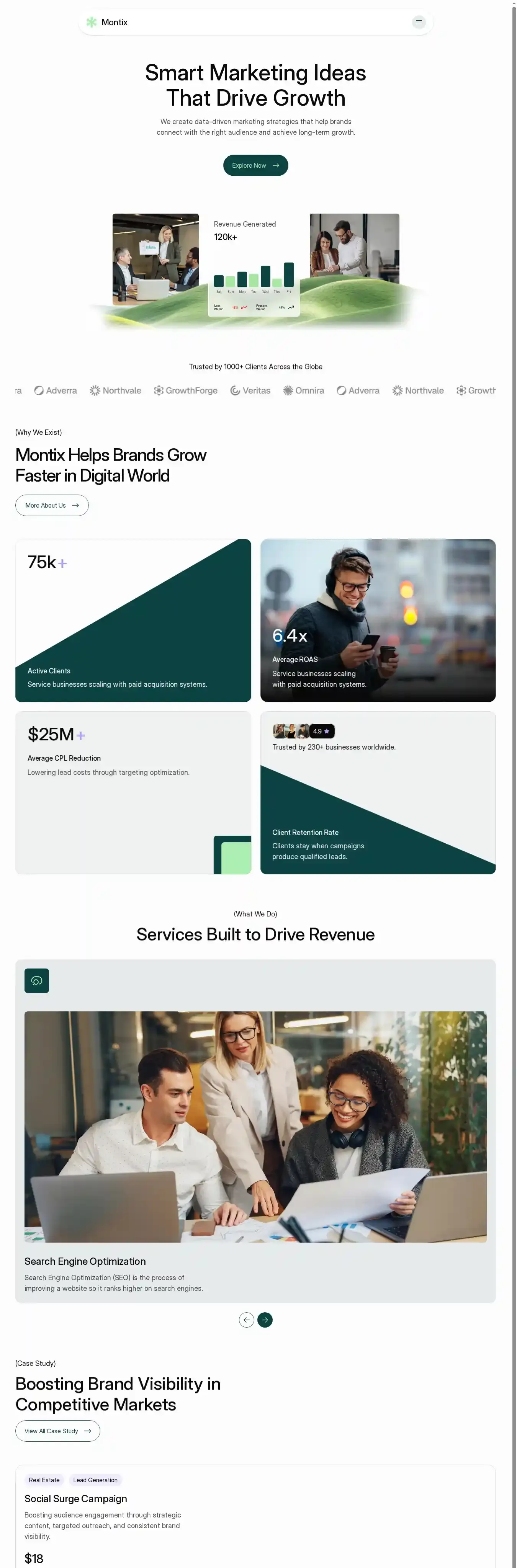 Montix home page on desktop