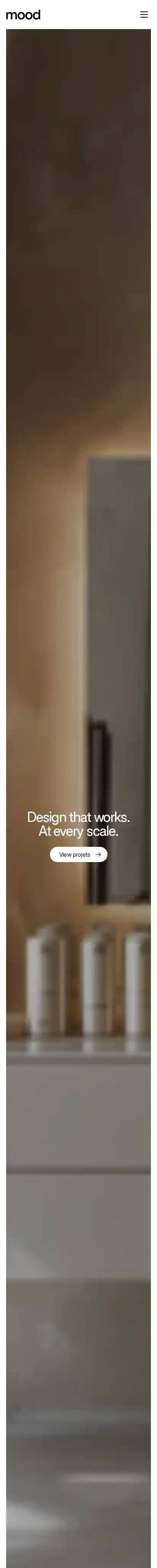 Mood Design home page on mobile