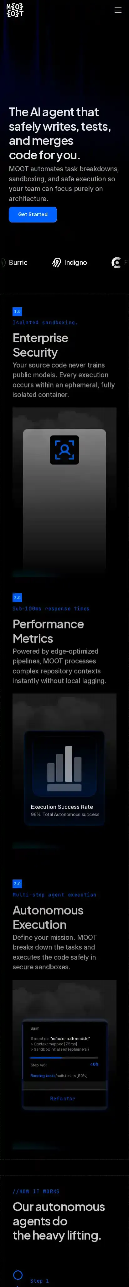 Mooot home page on mobile