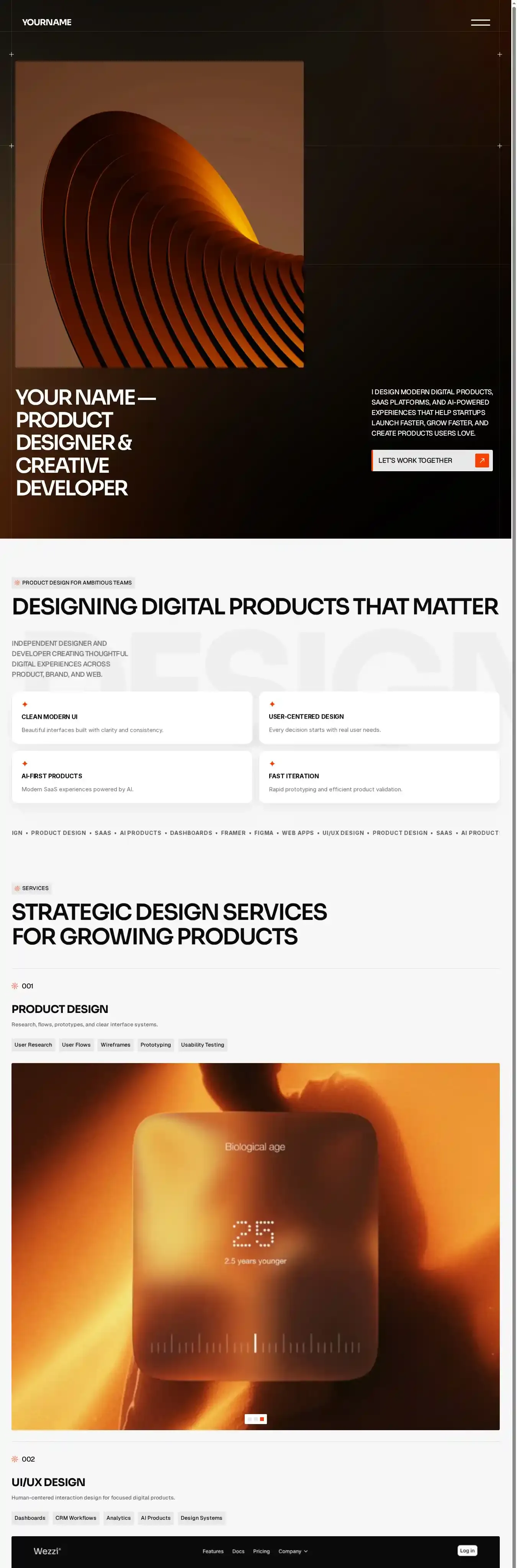 Mosaic — Studio home page on desktop