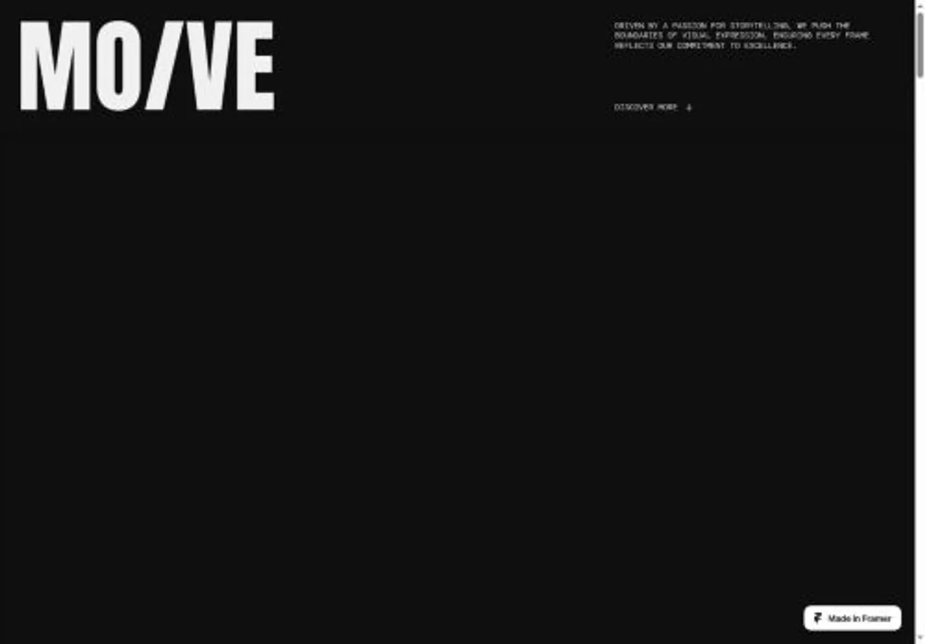 MO/VE home page on desktop