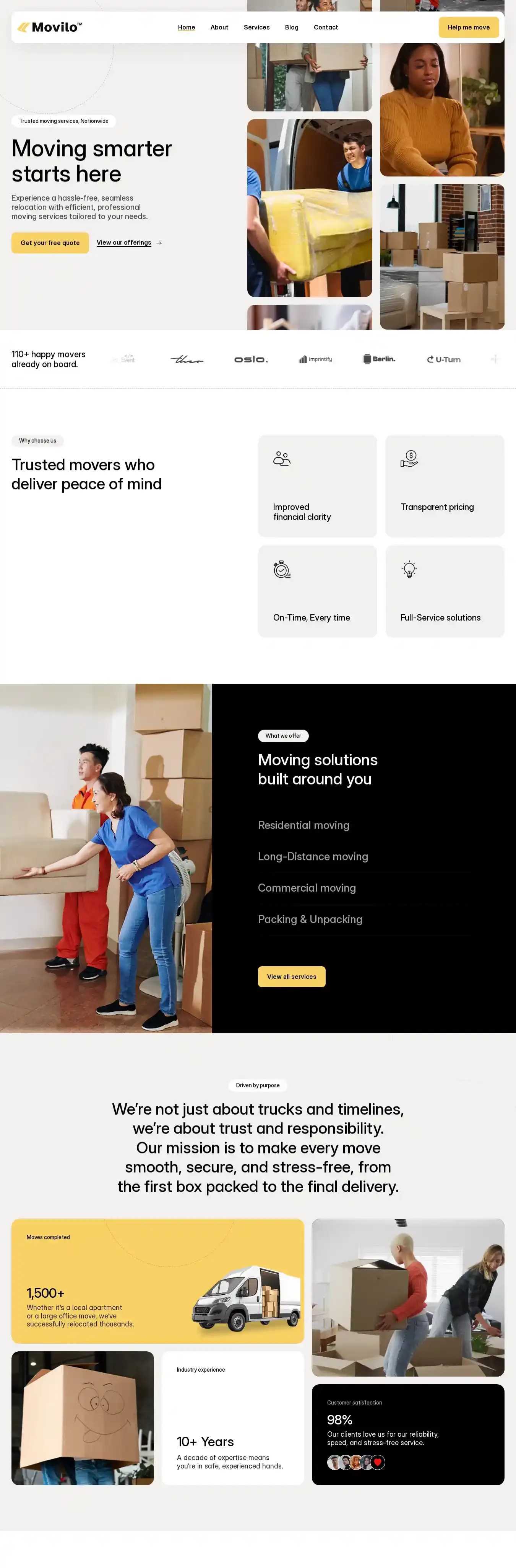 Movilo home page on desktop